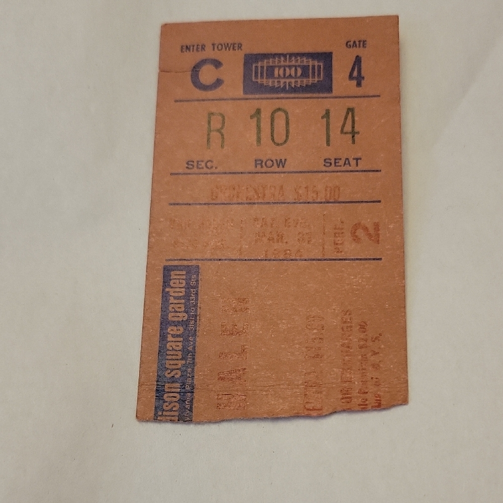 Van Halen Vintage Ticket Stub,1984